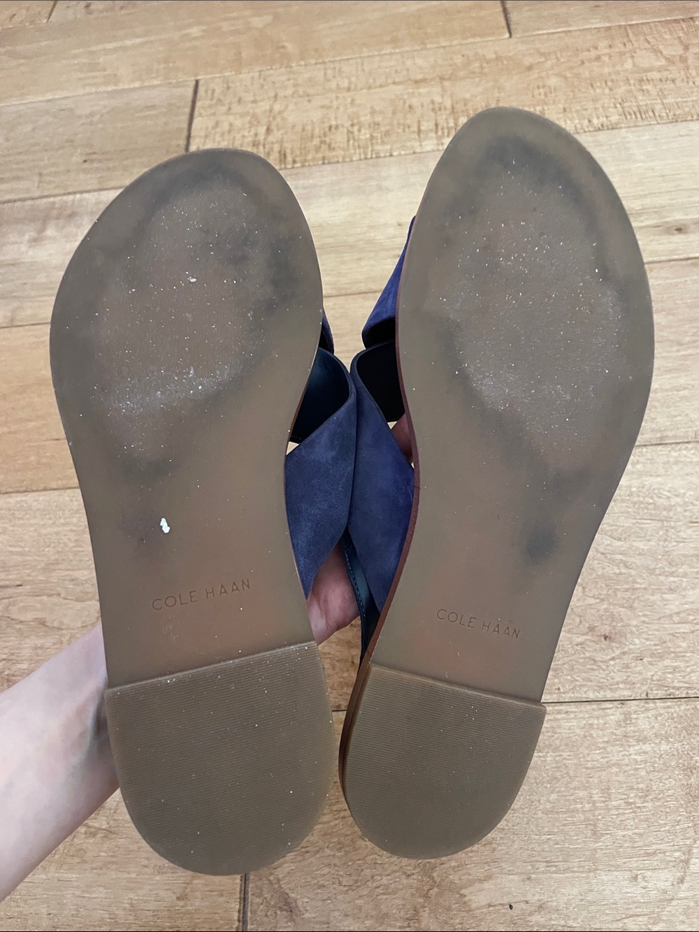Cole Haan Navy Suede Crisscross Slingback Sandals - Picture 4 of 6